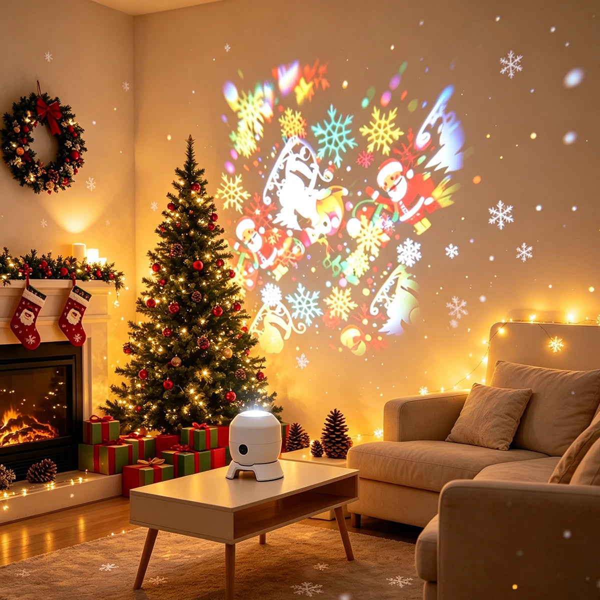 Projecteur de Noël rotatif : la magie des fêtes au plafond