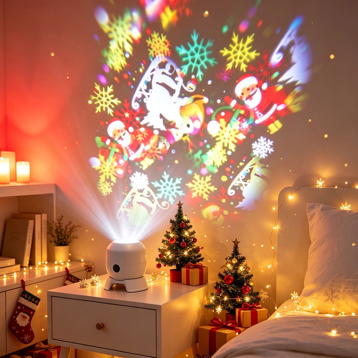 Projecteur de Noël rotatif : la magie des fêtes au plafond
