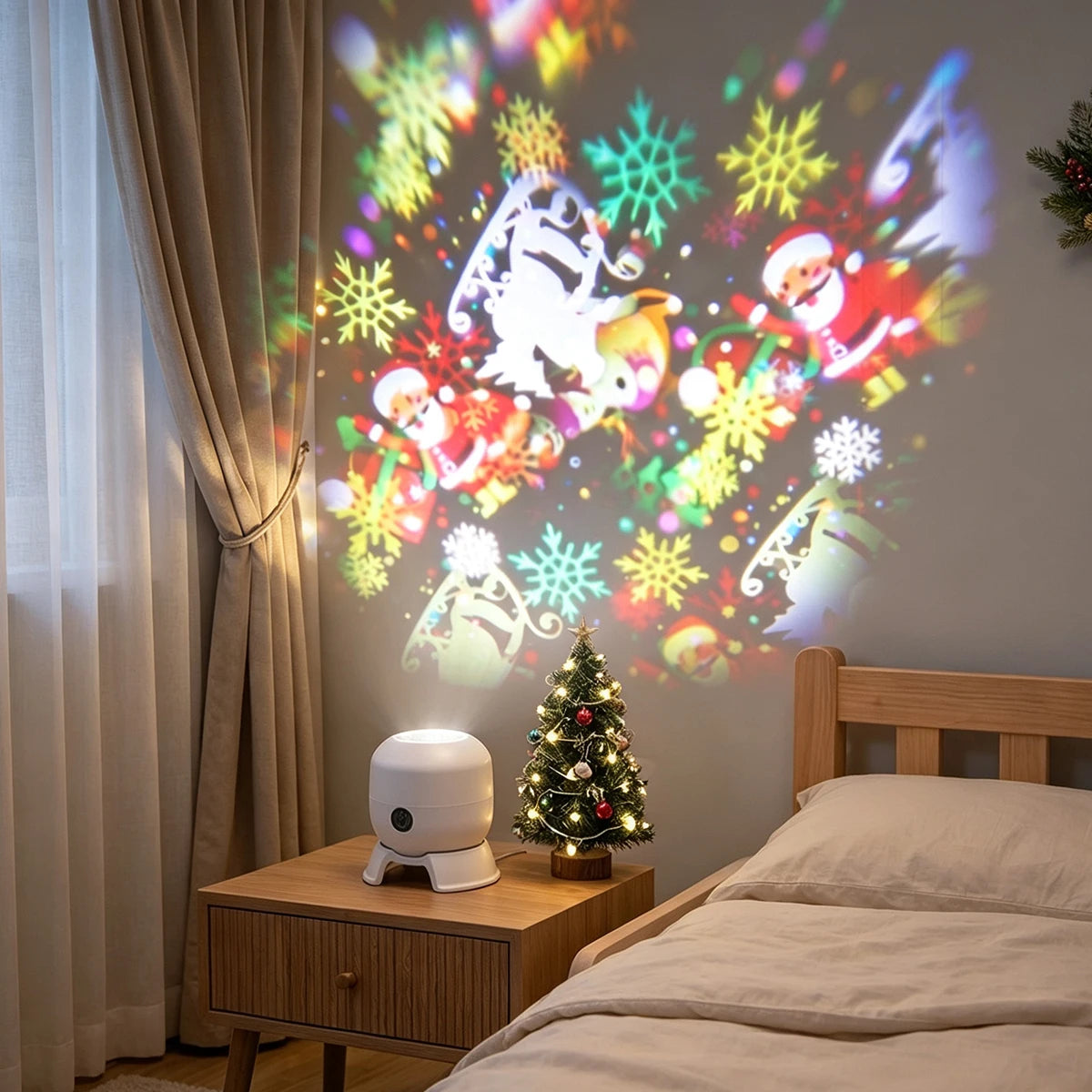 Projecteur de Noël rotatif : la magie des fêtes au plafond